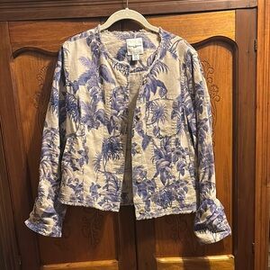 Tommy Bahama Blue and Cream Blazer with Scenic Print